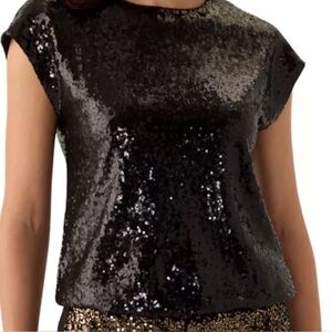ELIZA J SEQUIN EMBELLISHED TOP BOAT COLLAR WOMENS SLEEVELESS BLACK COLOR SIZE 8